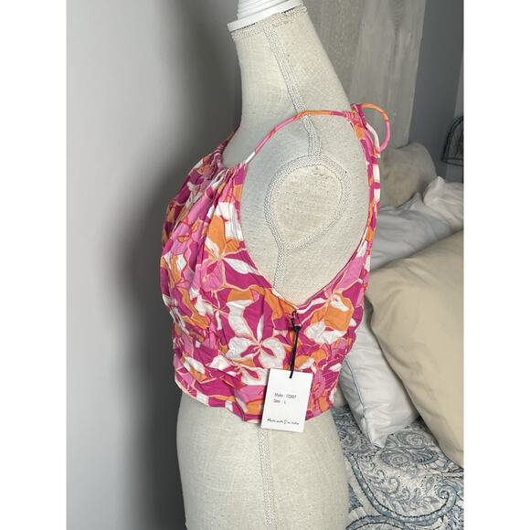 Japna Women’s Crop Tops Lot Size L Pink Floral Halter & Blue Scarf Bandana Top - Picture 11 of 13